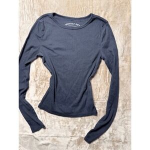 Aeropostale Seriously Soft Shrunken Tee Black Ribbed Long Sleeve Shirt S Basics